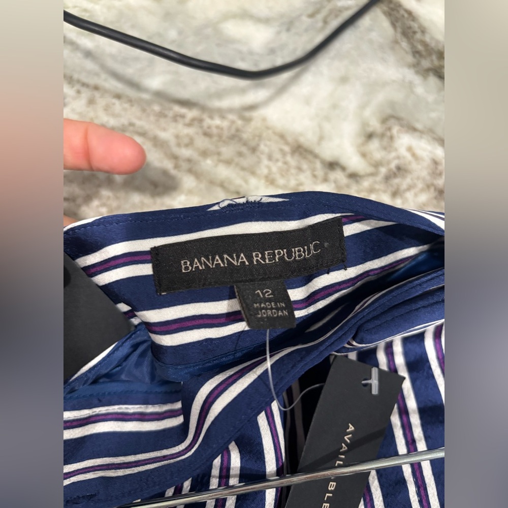 Banana Republic Blue and White Striped Shirt, Size:12, available in Petites - Picture 4 of 11